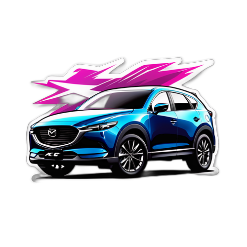 Moderne klistermærke af Mazda CX-6E i bevægelse