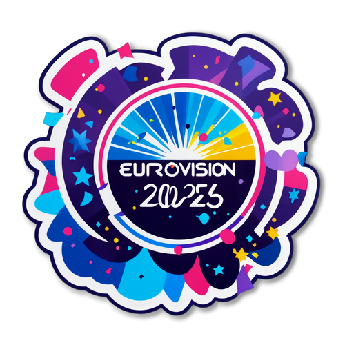 Festlig Eurovisjon 2025 Klistremerke