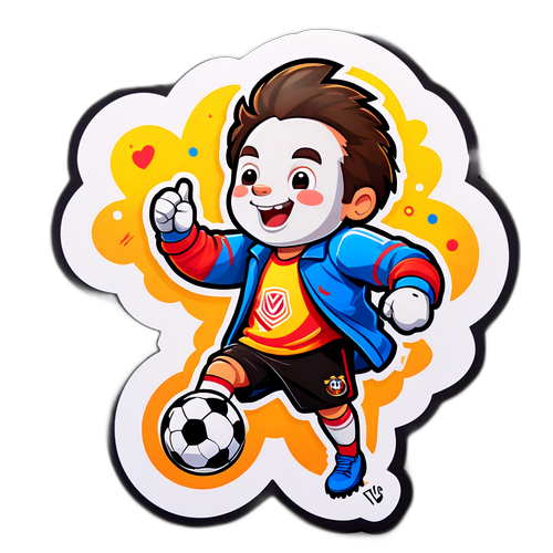 Stiker Lucu Estupinan dengan Atribut Sepak Bola