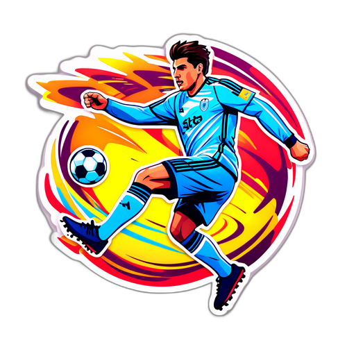 Adesivo dinamico di un calciatore in azione