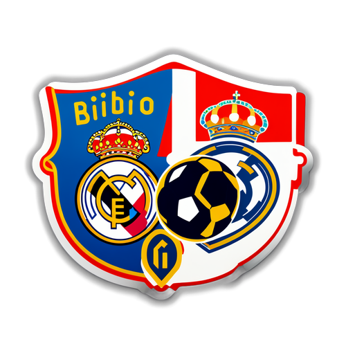 Design de autocolant cu simboluri reprezentative pentru Bilbao și Real Madrid