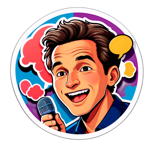 Aufkleber von Kai Pflaume in lebhafter Konversation