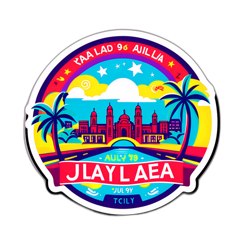 Ilustración estilizada del 9 de julio en Rafaela