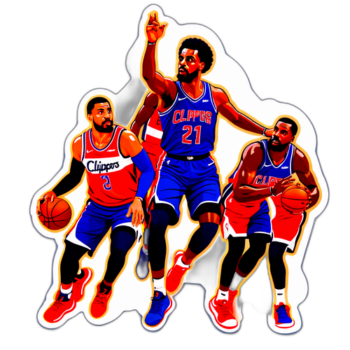 Un autocollant représentant un moment célèbre entre les Cavaliers et les Clippers