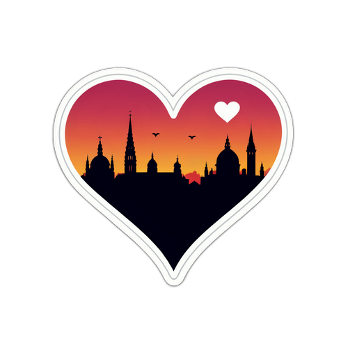 Minimalist Aufkleber von Wien im Sonnenuntergang