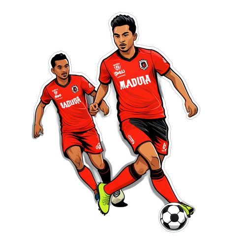 Desain Stiker Pemain Madura United dan Bali United Dribble Bola