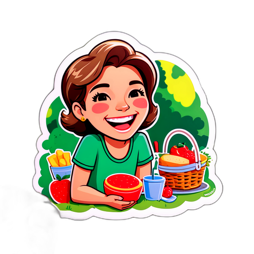 Sticker van Michèle Laroque in een groen park