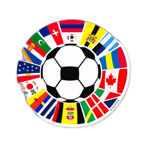 विश्व कप योग्यता के लिए झंडों के साथ फुटबॉल स्टिकर