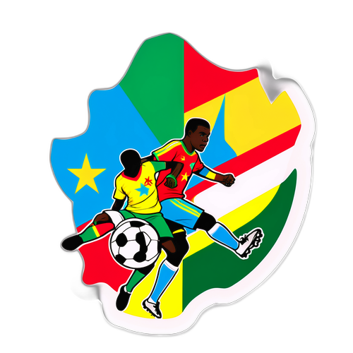 Kipande cha Bendera ya Cameroon na DR Congo katika Scene ya Soka