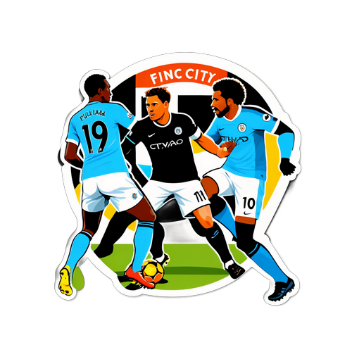 맨체스터 시티와 풀햄의 역동적인 순간 일러스트 스티커
