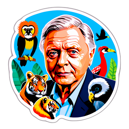 David Attenborough portretje állatokkal