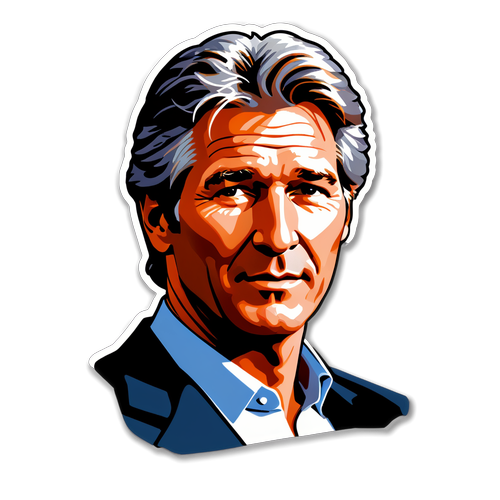 Sticker cu un portret stilizat al actorului Richard Gere