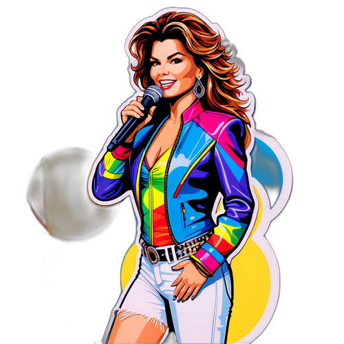 Coole Aufkleber mit Shania Twain in Bühnenoutfit