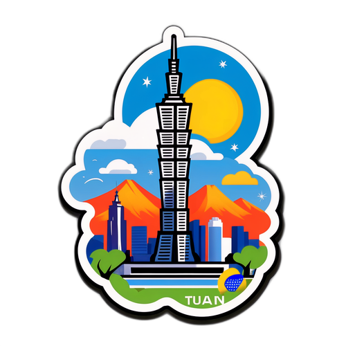 結合美金與新台幣的台北101貼紙