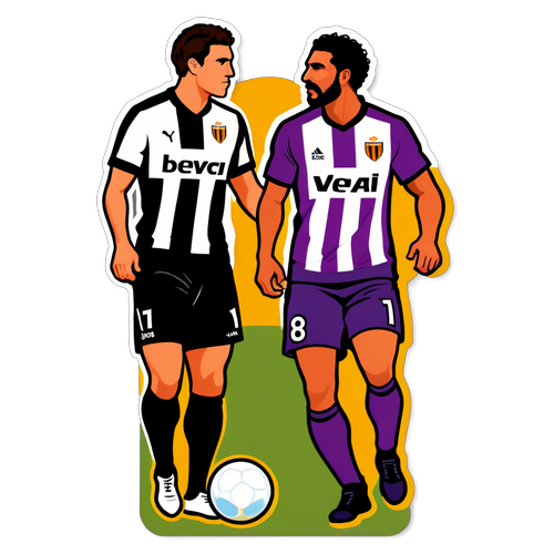 Ilustração dos jogadores em um jogo: Valencia vs Real Valladolid