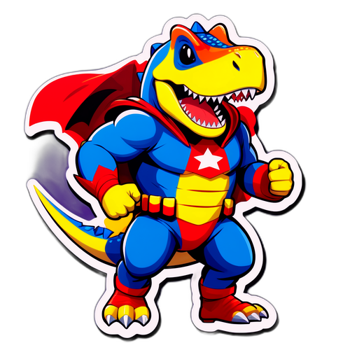 Stiker Dinosaurus Superhero Ceria
