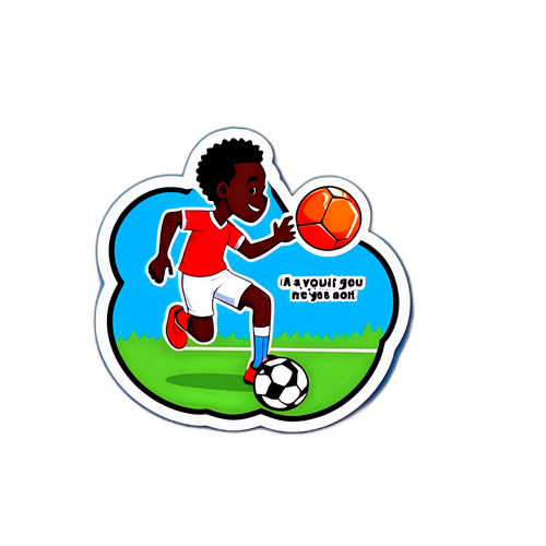 Creatieve sticker van Konaté in actie met een bal op het veld