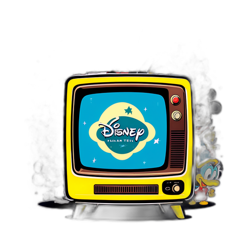 Arte de uma televisão antiga com o logo do Disney+