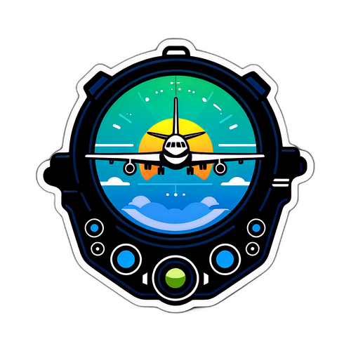 Stiker Pesawat dengan Layar Radar Penerbangan