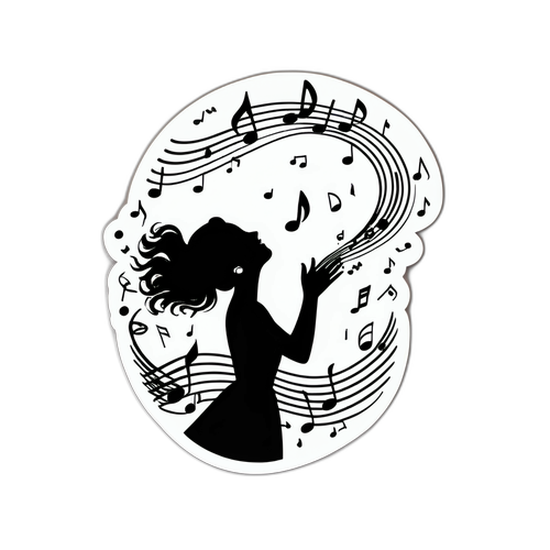 Lucie Bernardoni sur un fond de notes de musique s'élevant vers le ciel