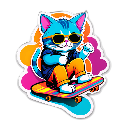 Chillende Kat op Skateboard