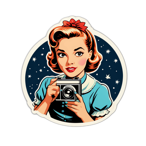 Retro Film Temalı Sticker