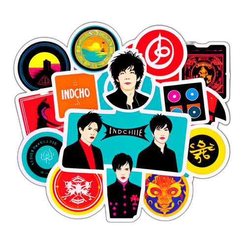 Kleurrijke sticker van de band Indochine
