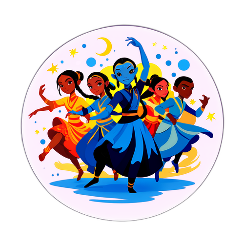 Barış İçinde Dans Eden Avatar Karakterleri Sticker Tasarımı