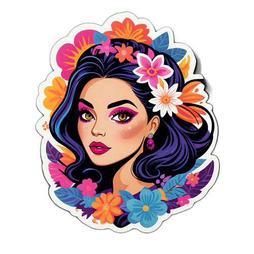 Adesivo di Loredana con trucco e capelli iconici