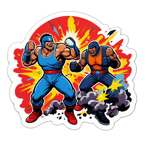 Оригінальна наклейка, що зображує моменти битви з Blast Slam 6