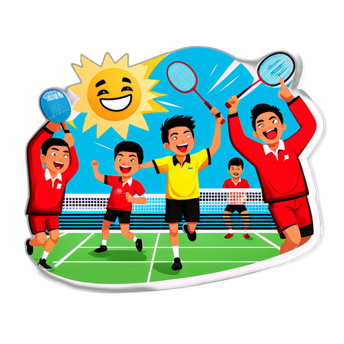 Ilustrasi Lucu Pertandingan Badminton di Indonesia Terbuka 2025