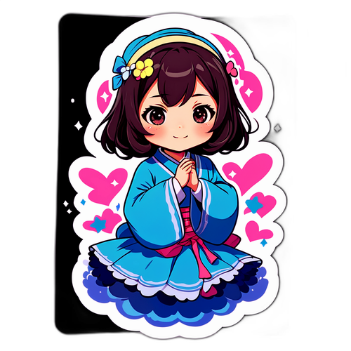 夢のポーズのキャラクターイラスト