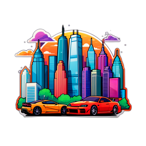 Indrukwekkende skyline van een virtuele stad in GTA 6