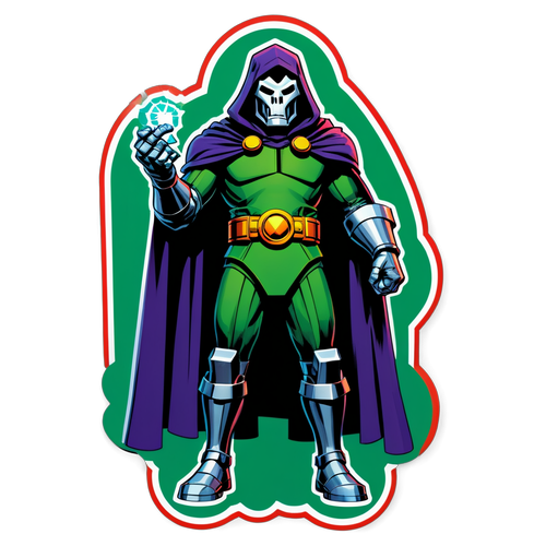 Penjahat Ikonik: Sticker Doctor Doom yang Menggoda dan Penuh Warna Bold!