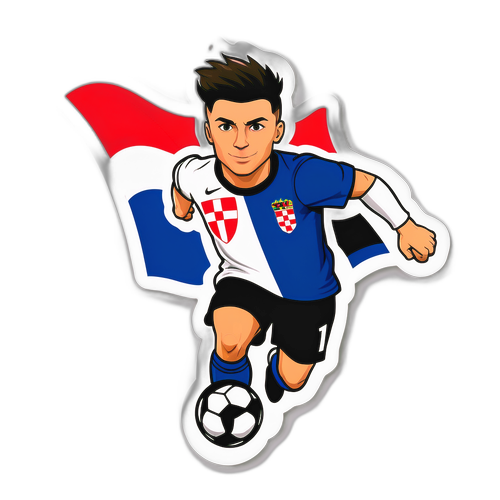 Sticker ya Mchezaji wa Soka na Bendera za Kroatia na Visiwa vya Faroese