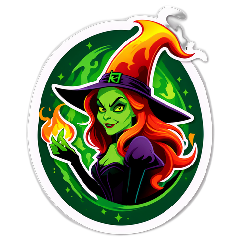 Dramatische logo van Wicked met groene heks