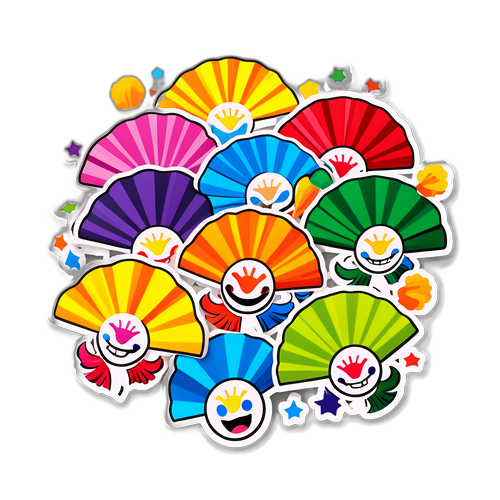 Bunte, cartoonartige Fans feiern ihre Teams während eines entscheidenden Spiels