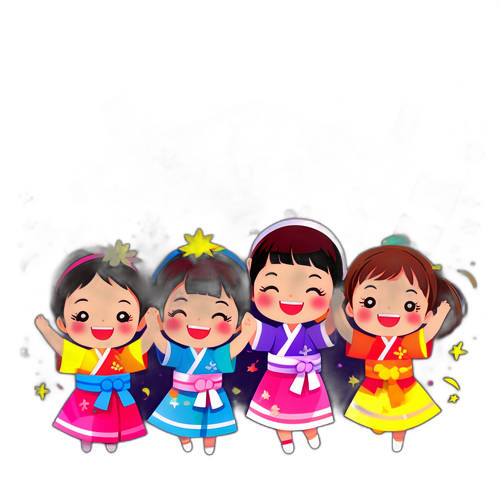 たなばた祭りの子供たちのイラスト