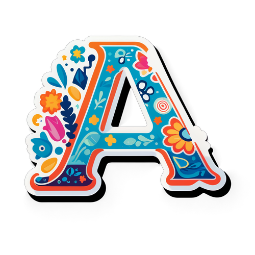 Makulay na Disenyo ng Sticker na 'A'