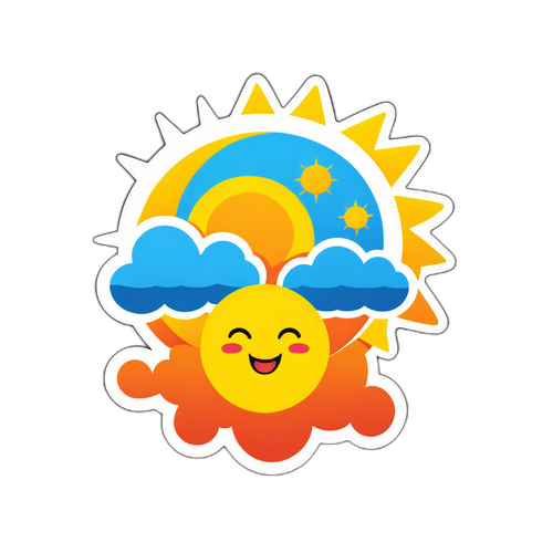 Glade vejrsticker med sol og skyer