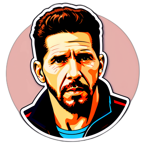 Autocolant cu Diego Simeone în stil vintage