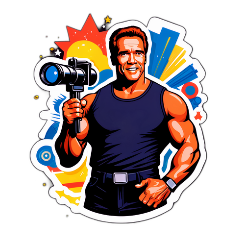 Retro-stil klistermærke af Arnold Schwarzenegger