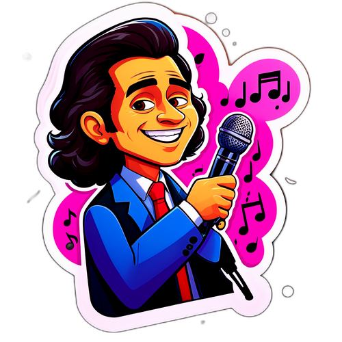 Stiker Adly Fairuz dengan Mikrofon