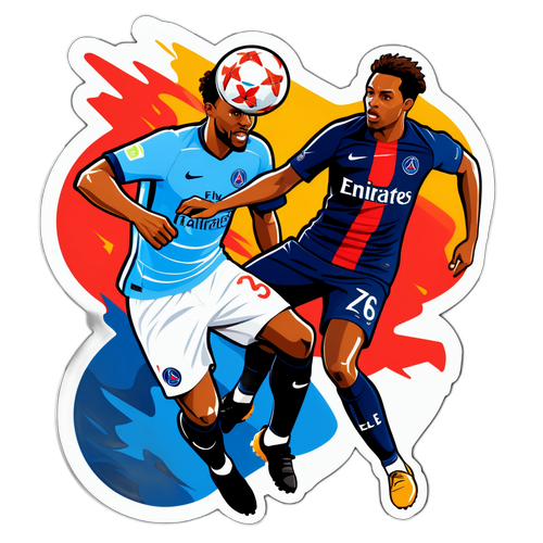 Sticker Aksi Pemain PSG dan Le Havre AC