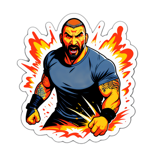 Sticker von Dave Bautista in einem aufregenden Action-Szenario