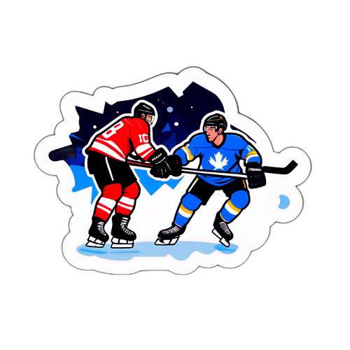 Návrh samolepky hokejových hráčů v konfrontaci