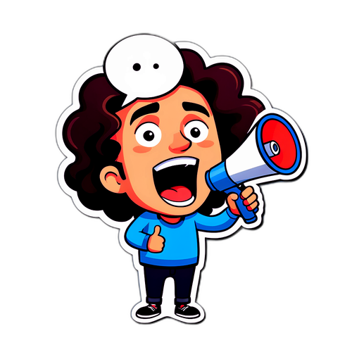 קריקטורה של מיקי זוהר עם מגפון