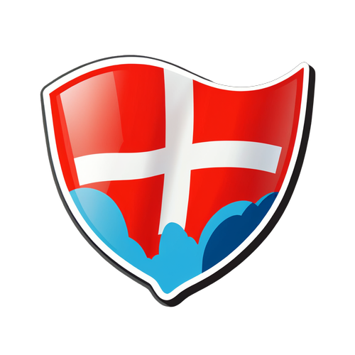 Sticker van de Zwitserse vlag met Eurovision elementen