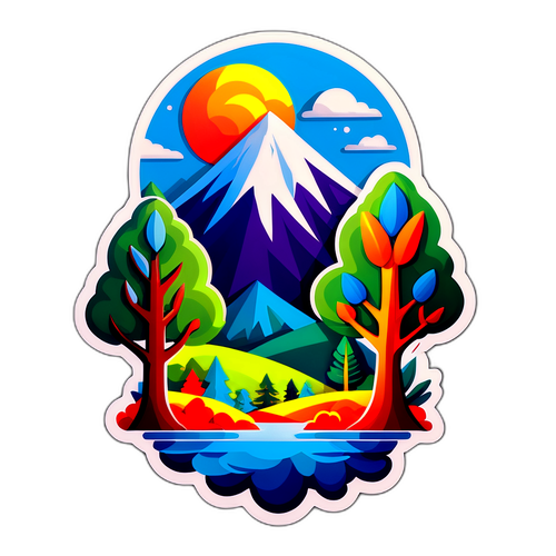 Сюрреалістичний наліпка з Тиграном Кеосаяном і елементами природи