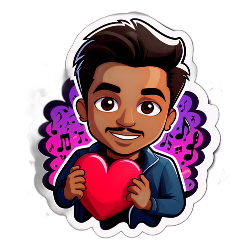 Sticker van Amir met een hart en muzikale noten